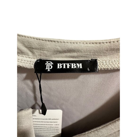 ✌️ 2/$40 ✌️ NWT Taupe Long T-Shirt Dressed with Ruched Side and V-Neck sz L - Picture 4 of 8